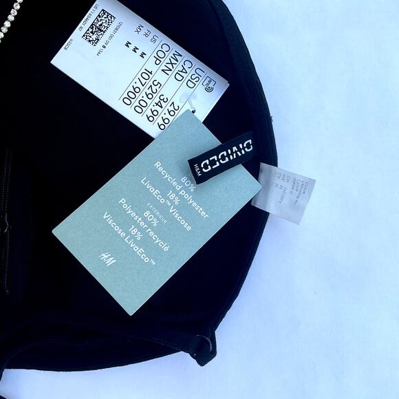 DIVIDED BY H&M, SIZE M, BLACK MINI DRESS WITH RHINESTONES - Picture 4 of 4